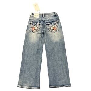 Telepatía Mid-Rise, Wide-Leg Denim Stretch Embellished Jeans Women’s 9/29 Skull